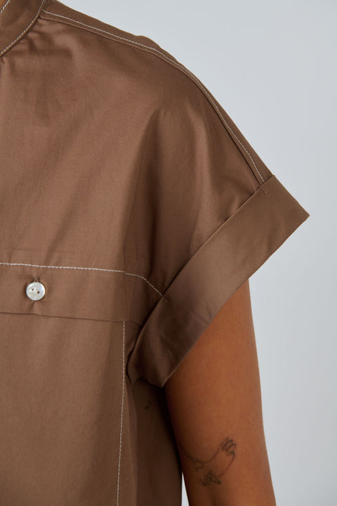 Poplin Stitch Top in Cookie