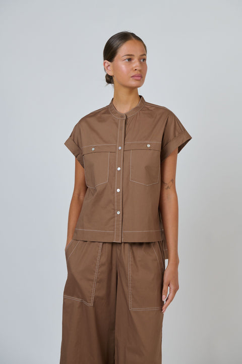 Poplin Stitch Top in Cookie