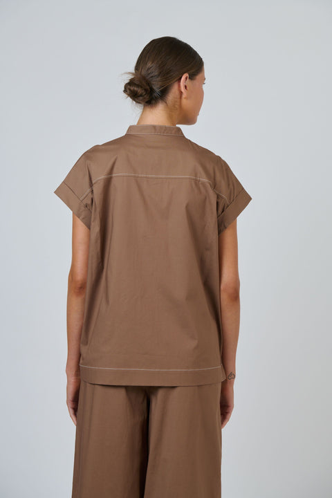 Poplin Stitch Top in Cookie