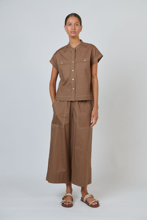 Poplin Stitch Top in Cookie