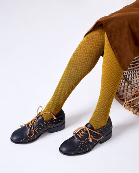 Herringbone Merino Wool Tights