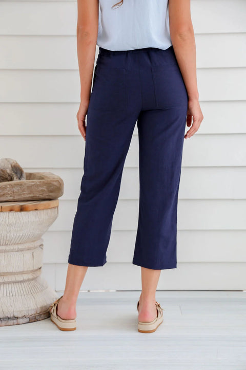 7/8th Hemp Cotton Pant in Navy