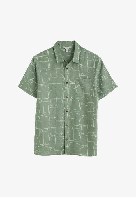 Men's Blue Heron SS Shirt in Loose Lines Dark Pistachio