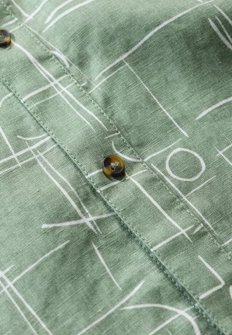 Men's Blue Heron SS Shirt in Loose Lines Dark Pistachio