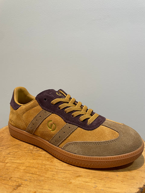 Parallel Leaf Mustard/Choc Multi Suede