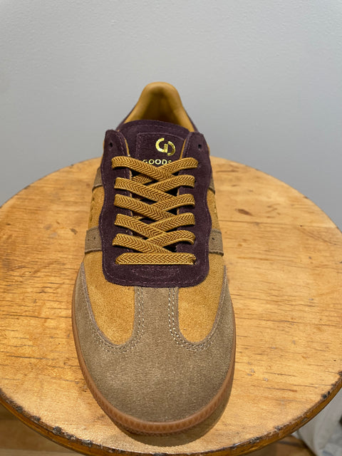 Parallel Leaf Mustard/Choc Multi Suede