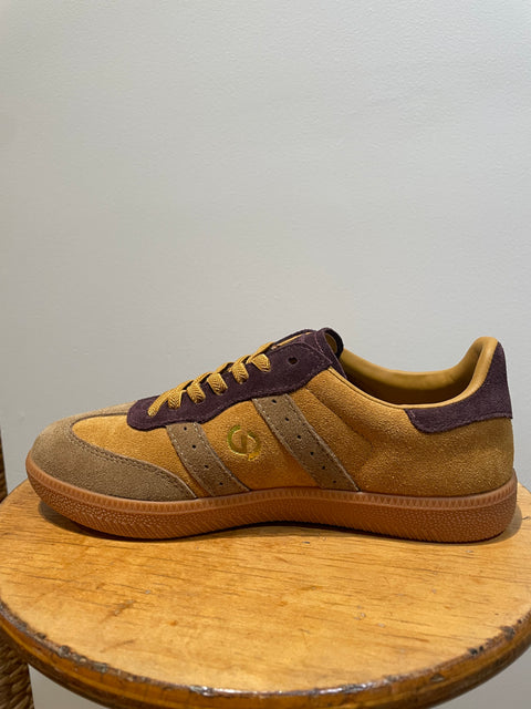 Parallel Leaf Mustard/Choc Multi Suede
