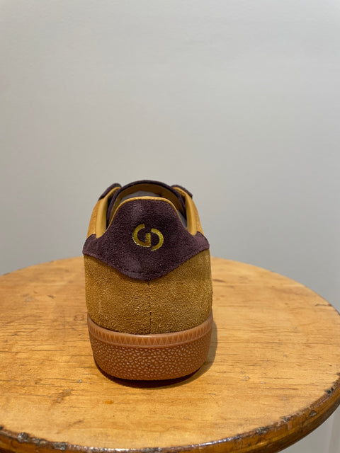 Parallel Leaf Mustard/Choc Multi Suede