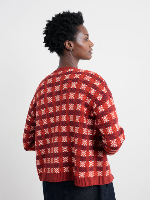 Kensa Cardigan in Circlet Deep Rust Chalk
