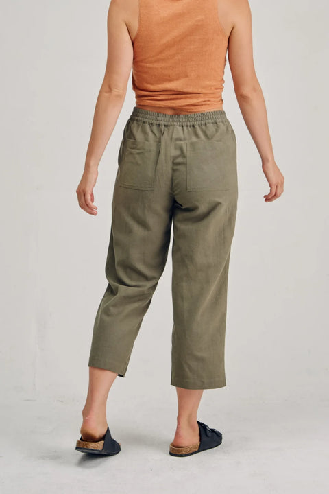 7/8th Hemp Cotton Pant in Khaki