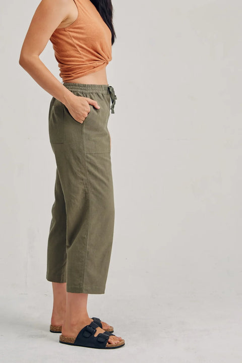 7/8th Hemp Cotton Pant in Khaki