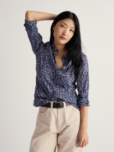 Larissa Shirt in Flax Flower Bright Orchid