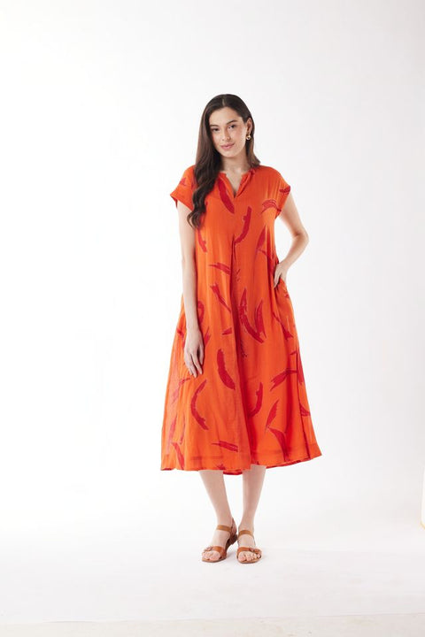 Short Sleeve Dress in Brush Strokes