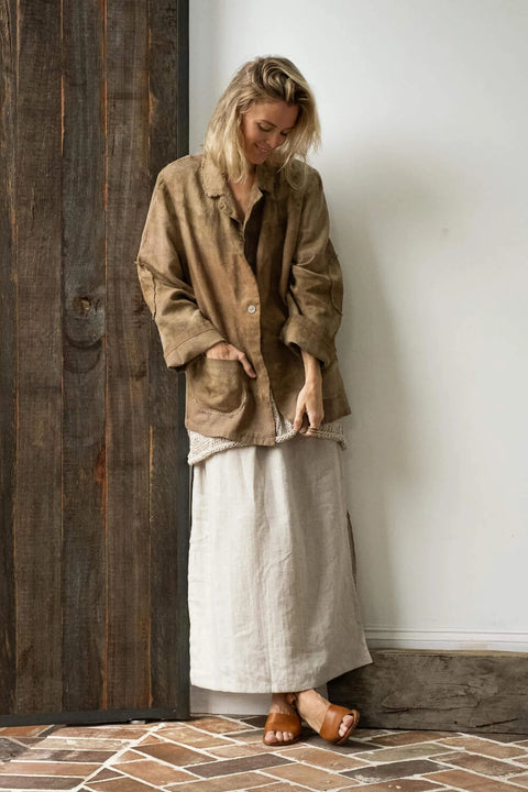 Mira Linen Jacket in Warm Tones OS