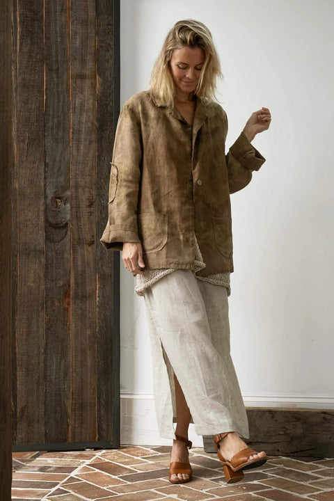 Mira Linen Jacket in Warm Tones OS