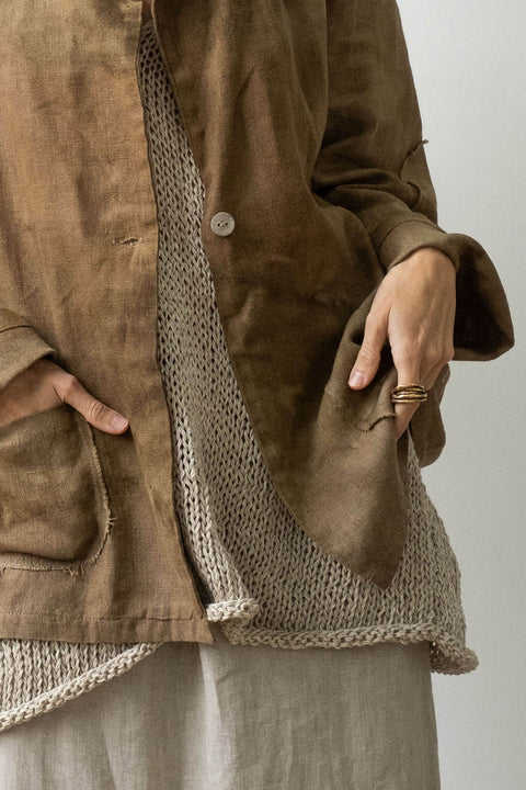 Mira Linen Jacket in Warm Tones OS
