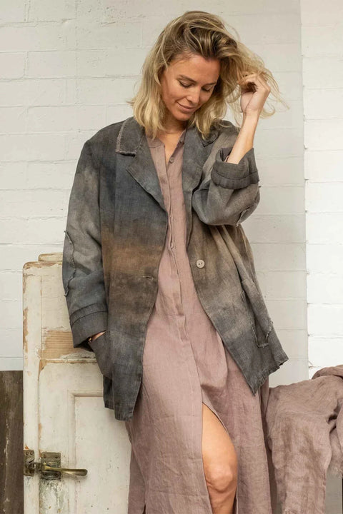 Mira Linen Jacket in Cool Tones OS