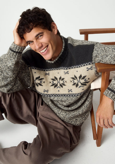 Alpine Sweater in Latte/Basalt Twist