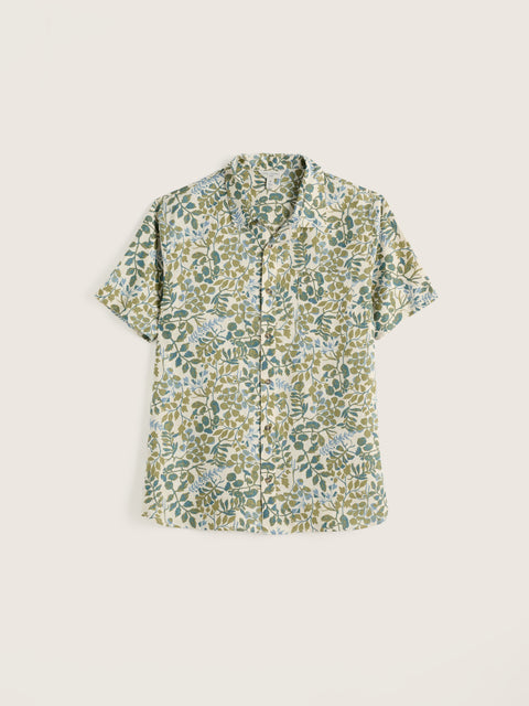 Men's Blue Heron SS Shirt in Winding Herbs Ecru