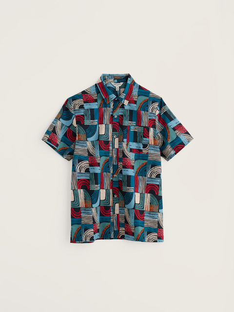Men's Godrev Shirt in Drawn Shapes Sketch Inkwell