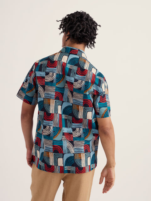 Men's Godrev Shirt in Drawn Shapes Sketch Inkwell