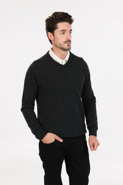 V-Neck Sweater in Charcoal