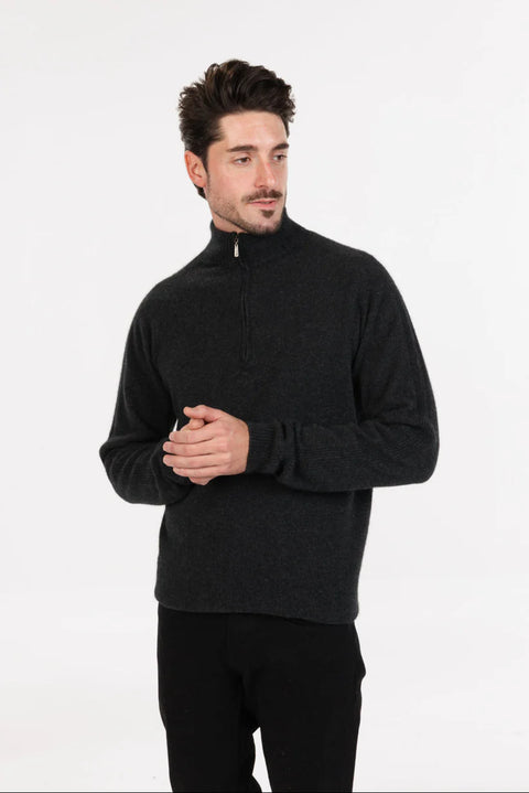 Lightweight Half Zip Sweater in Charcoal