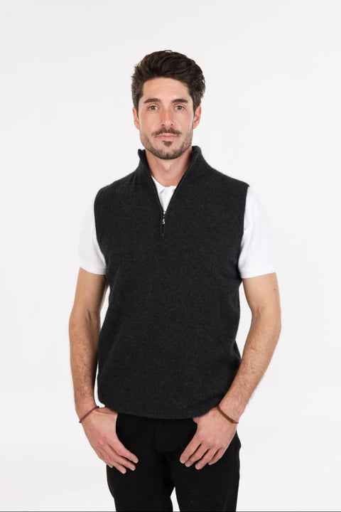 Lightweight Half Zip Vest in Charcoal