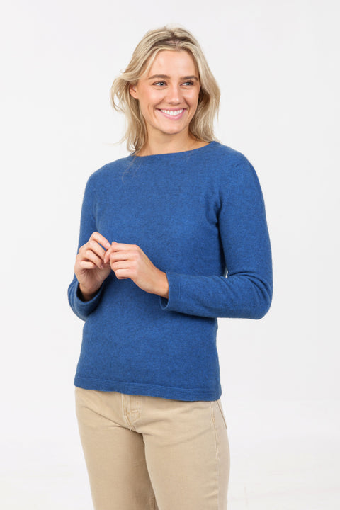 Crew Neck Plain Sweater in Corn Flower