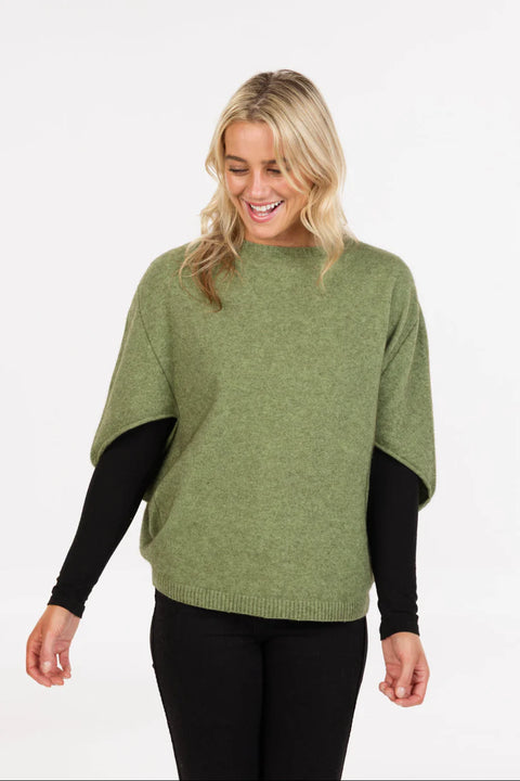 Split Sleeve Poncho in Pistachio