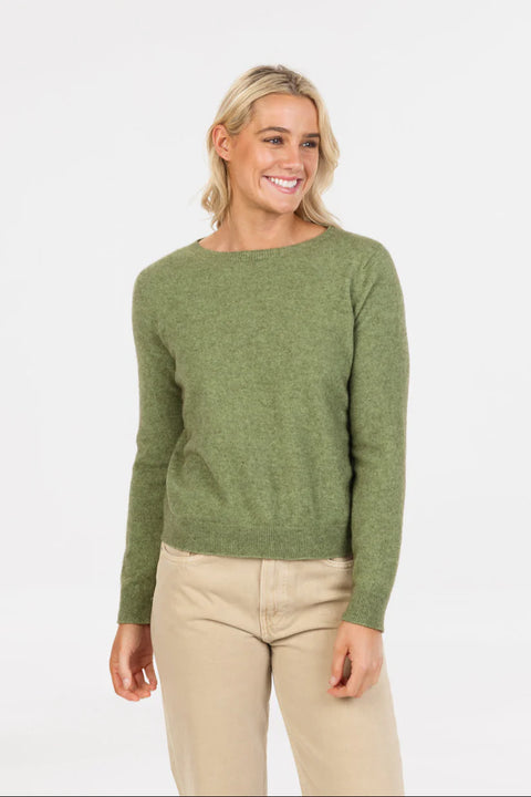 Classic Crop Crew Sweater in Pistachio