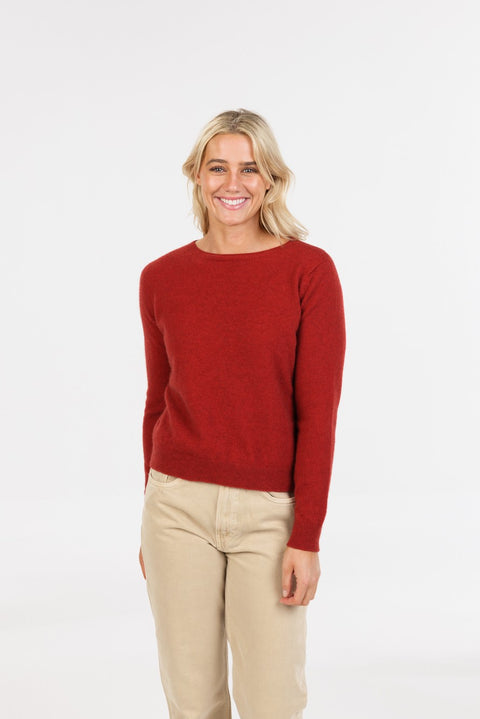 Classic Crop Crew Sweater in Scarlet
