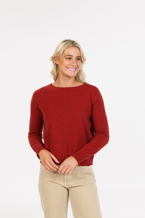 Classic Crop Crew Sweater in Scarlet