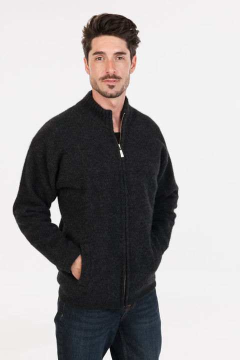 Felted Zip Jacket in Charcoal