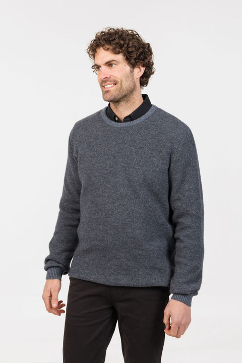 Textured Crew Sweater in Sky