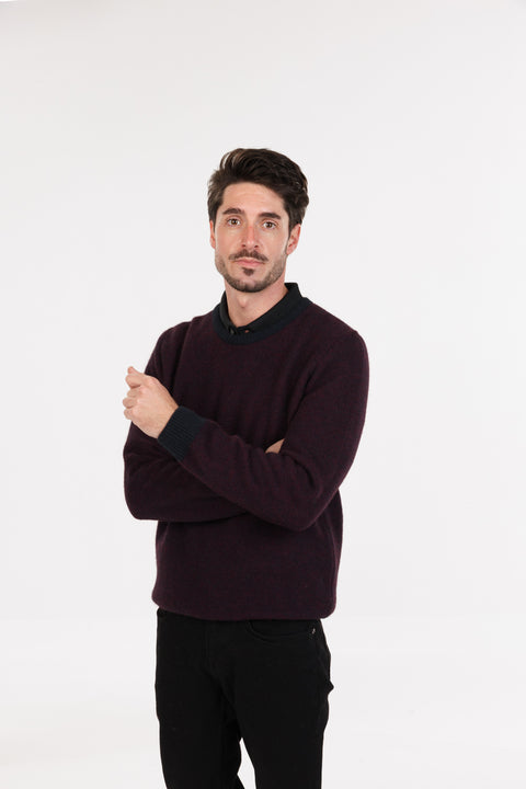 Textured Crew Sweater in Cherry