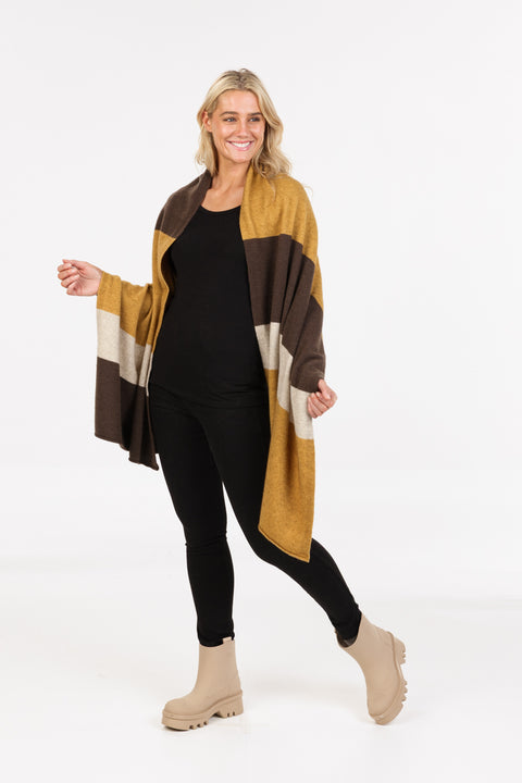 Travel Wrap in Cocoa Stripe
