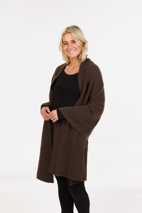 Ribbed Wrap in Cocoa