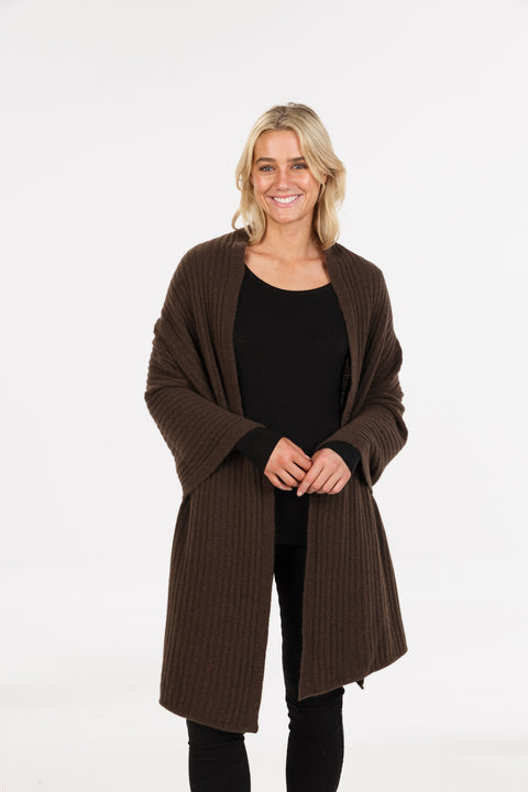 Ribbed Wrap in Cocoa