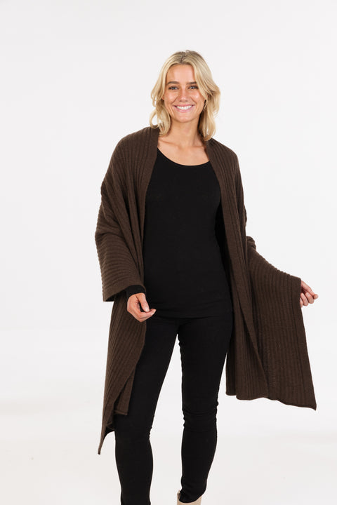 Ribbed Wrap in Cocoa
