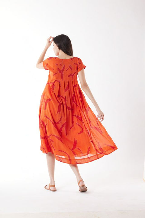 Short Sleeve Dress in Brush Strokes