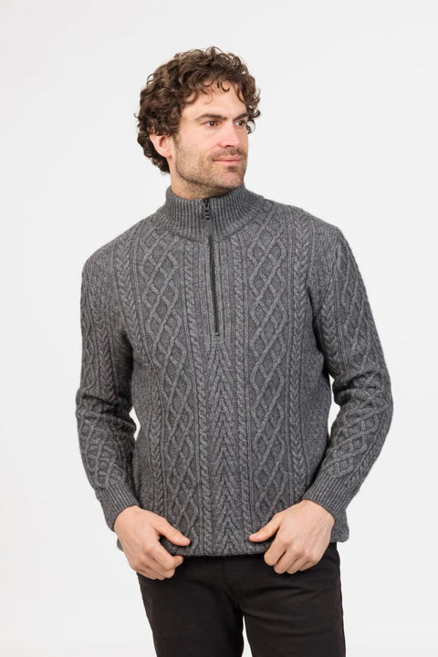 Arran Half Zip Sweater in Silver