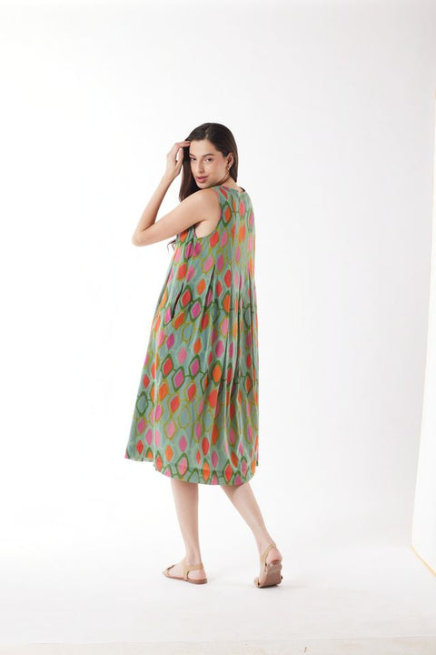 Sleeveless Dress in Diamond Multi