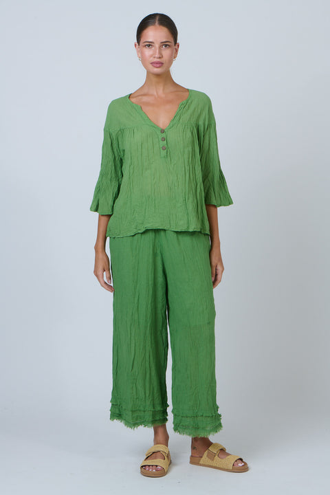 Frayed Wide Leg Pant in Meadow