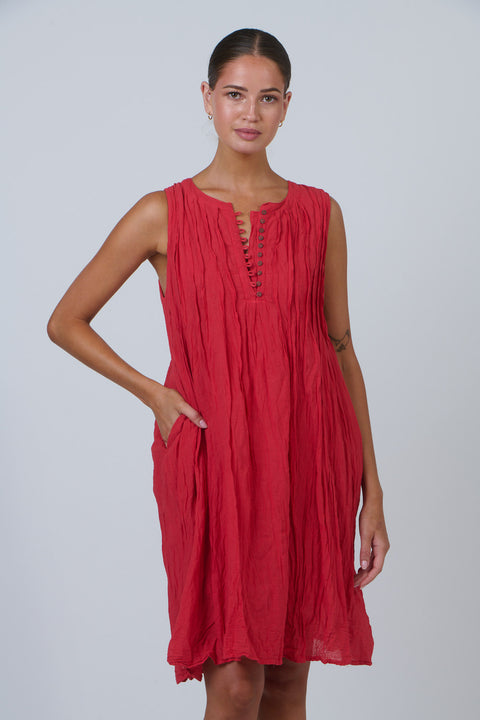 Sleeveless Aline Dress in Chilli