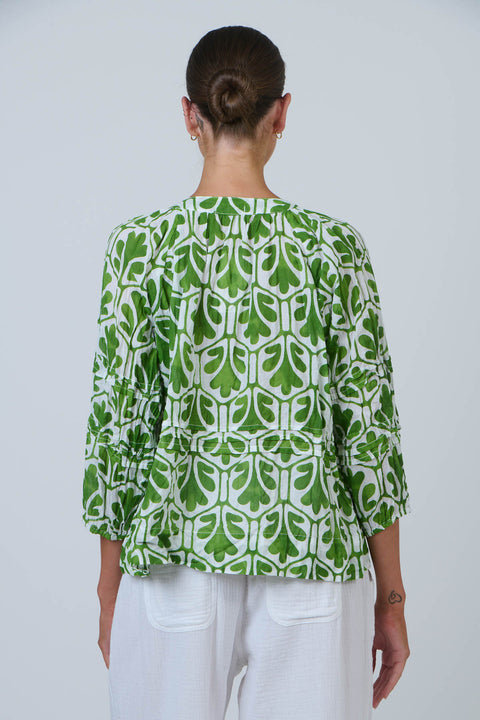 Pintuck Blouse in Oak Meadow