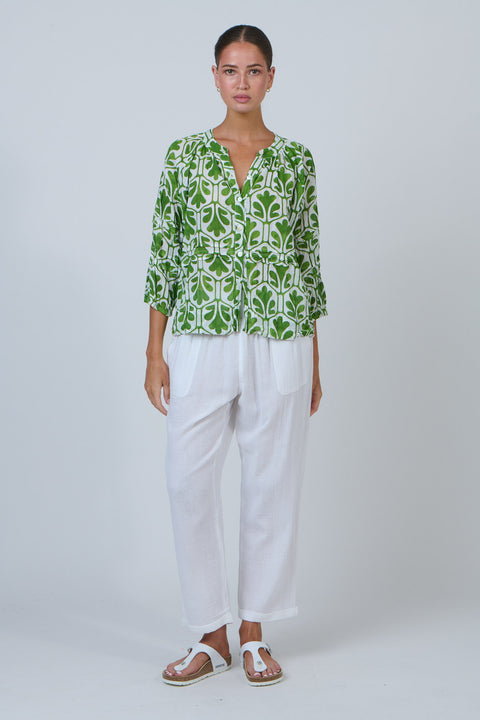 Pintuck Blouse in Oak Meadow