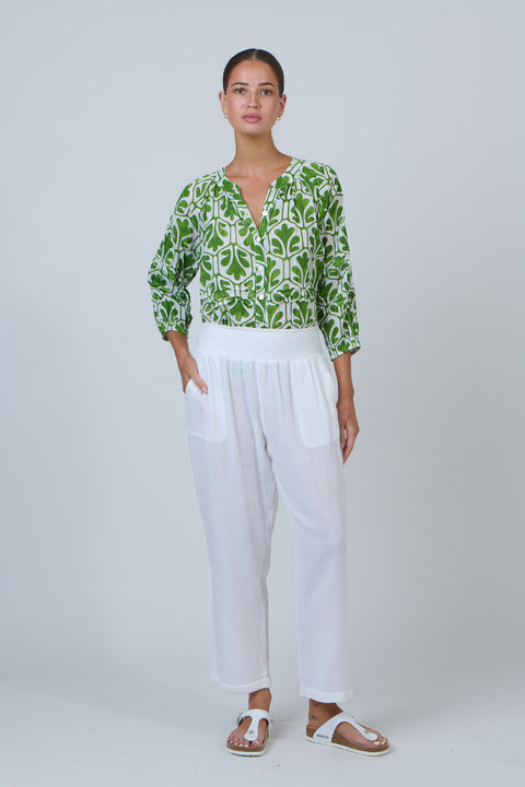 Pintuck Blouse in Oak Meadow