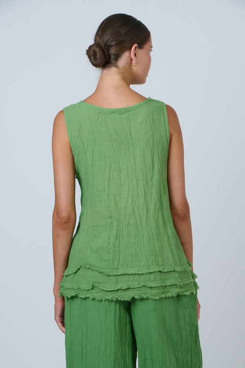 V Neck Sleeveless Top in Meadow