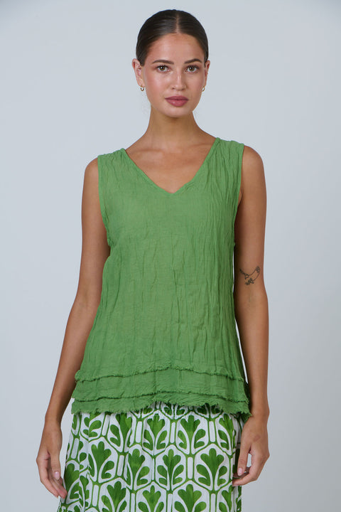 V Neck Sleeveless Top in Meadow